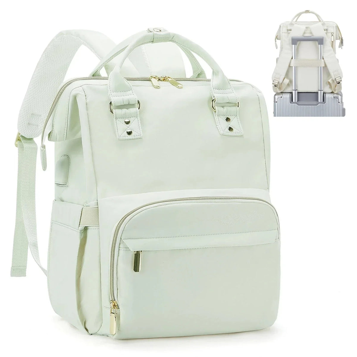 Sac à dos de voyage femme, ordinateur 14 pouces, 500 g, vert clair