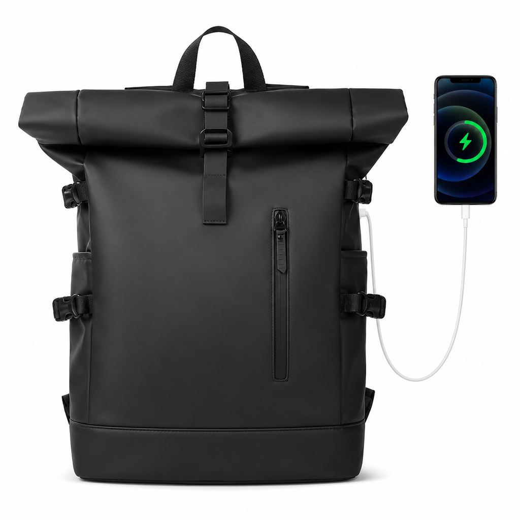 Sac à dos de voyage unisexe à volume modulable, port USB