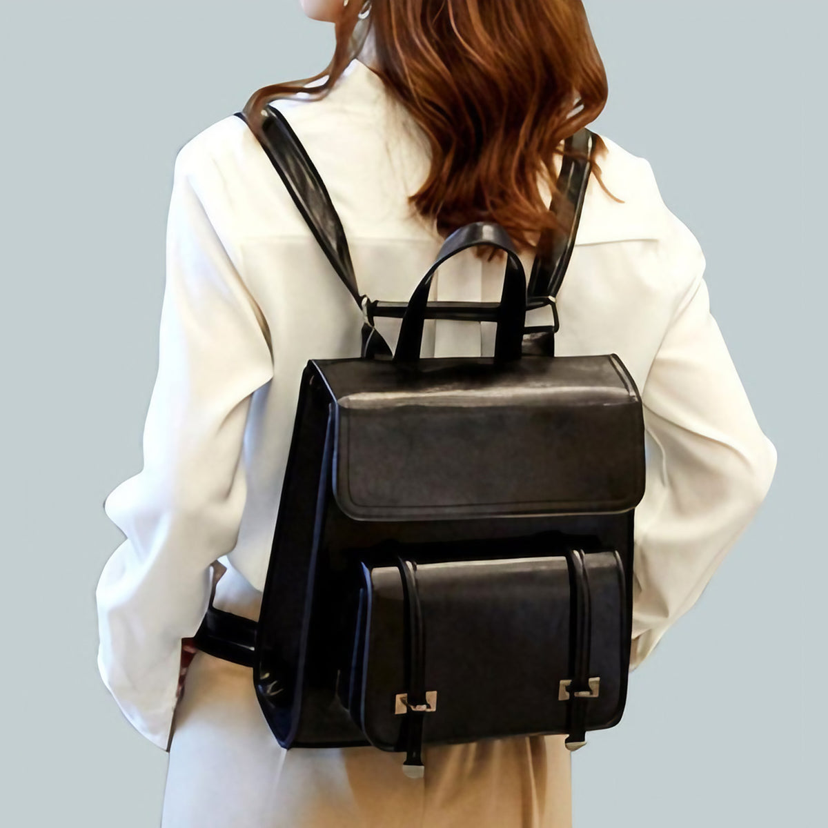 Sac à dos femme en cuir, bretelles ajustables, quatre coloris