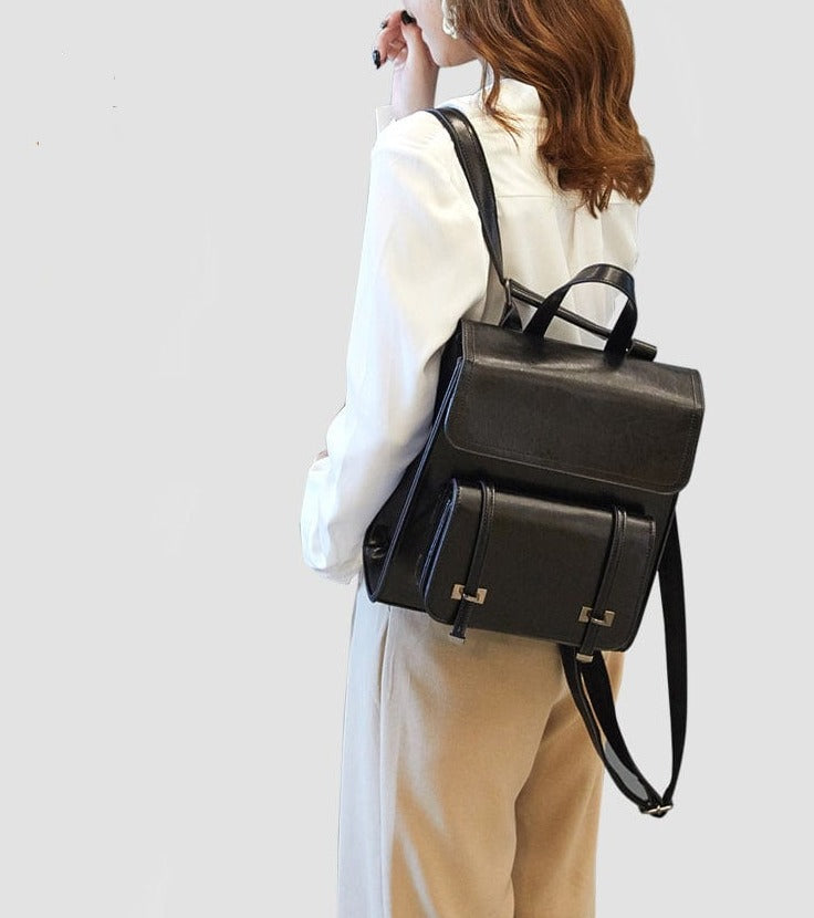 Sac à dos femme en cuir, bretelles ajustables, quatre coloris