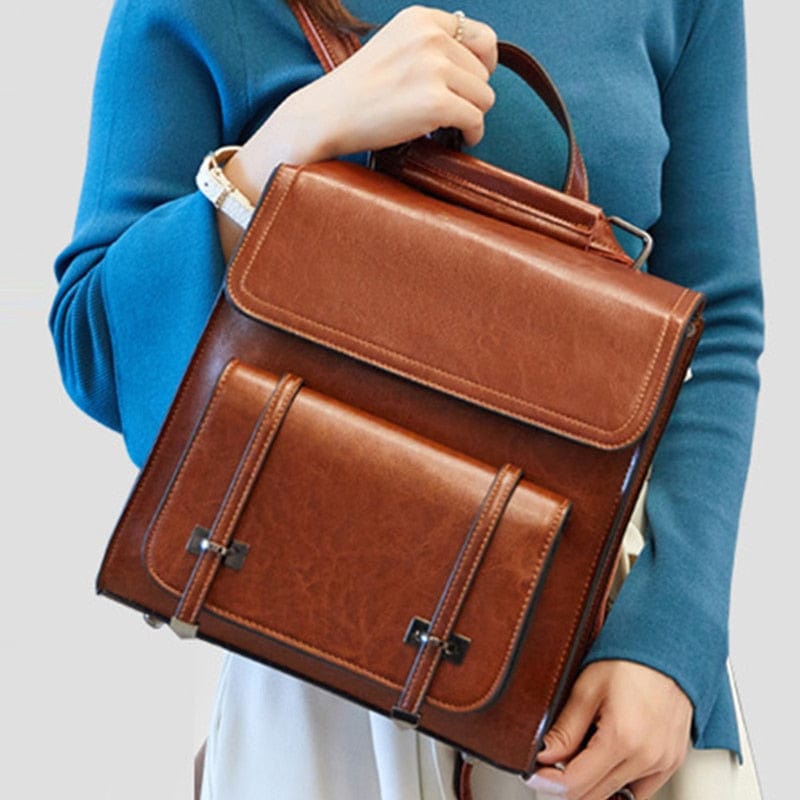 Sac à dos femme en cuir, bretelles ajustables, quatre coloris