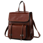 Sac à dos femme en cuir, bretelles ajustables, quatre coloris, café