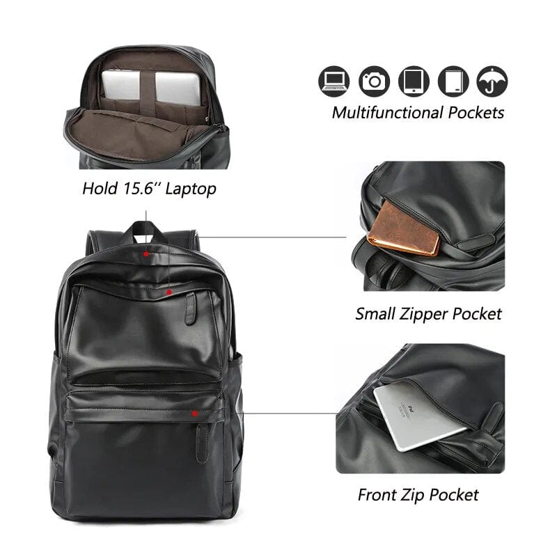 Sac à dos homme imperméable noir, compartiment ordinateur