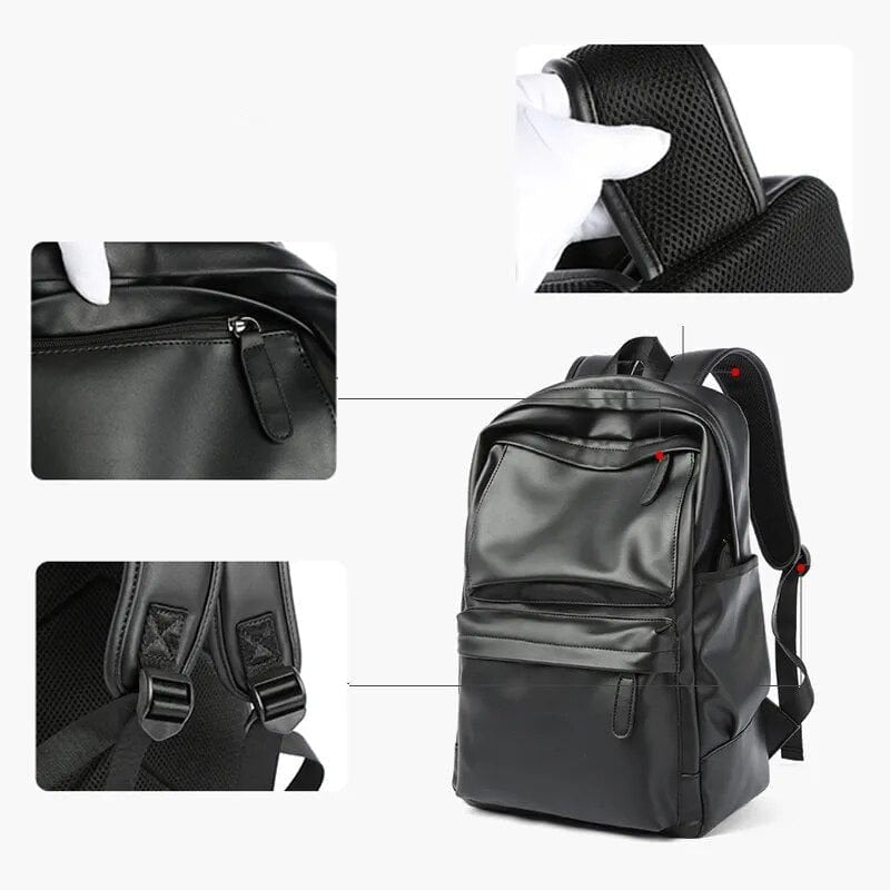 Sac à dos homme imperméable noir, compartiment ordinateur