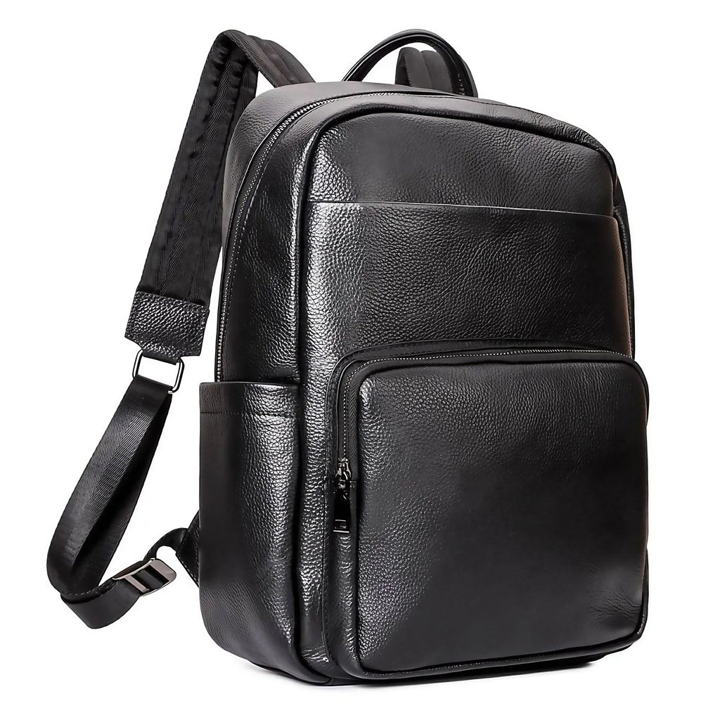 Sac à dos homme en cuir noir pour le travail et l'ordinateur, noir
