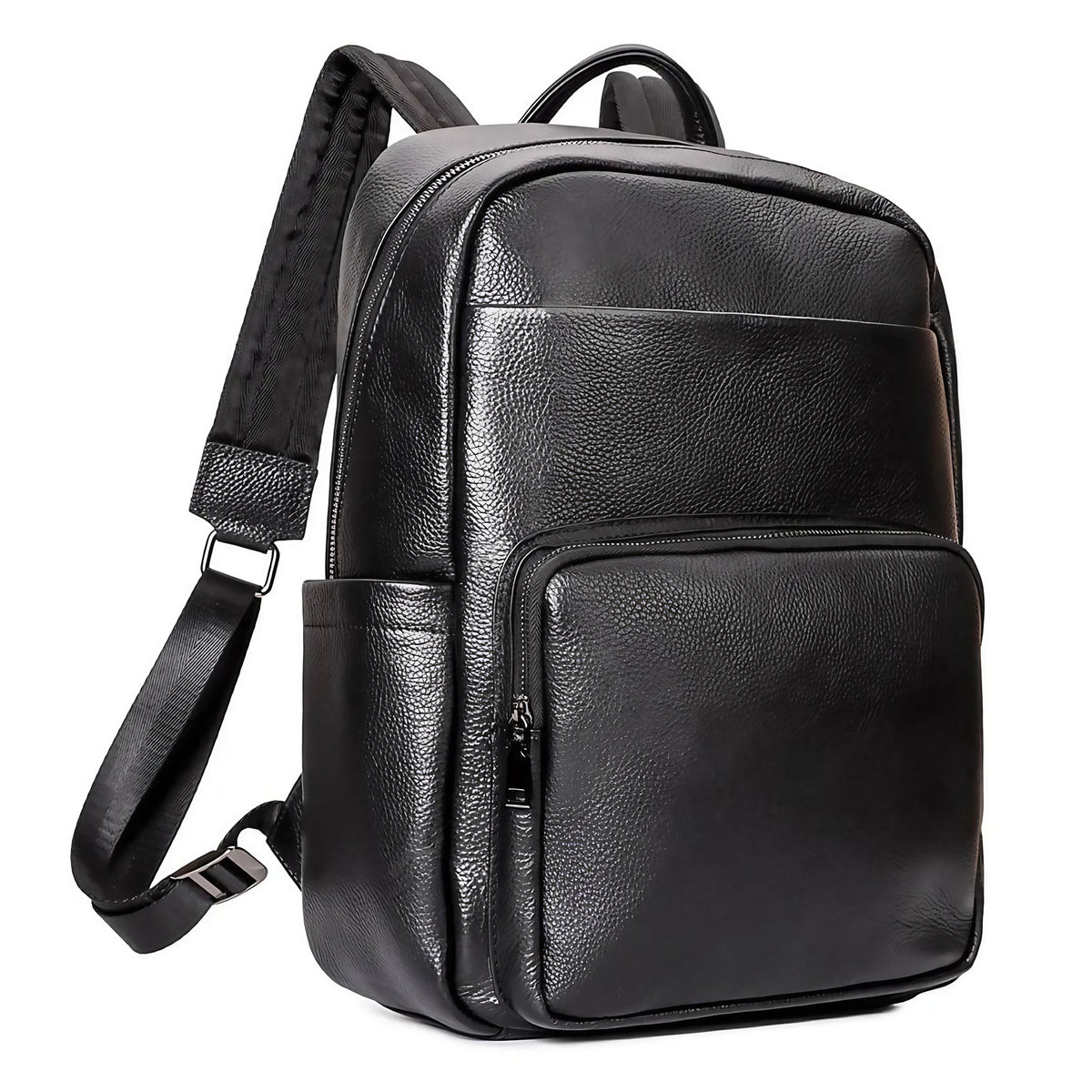 Sac à dos homme en cuir noir pour le travail et l'ordinateur, noir