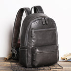 Sac à dos homme en cuir noir, 40 x 30 cm, poche zippée