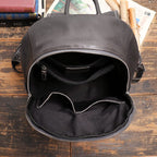Sac à dos homme en cuir noir, 40 x 30 cm, poche zippée