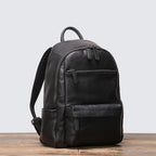 Sac à dos homme en cuir noir, 40 x 30 cm, poche zippée