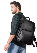 Sac à dos homme en cuir noir pour le travail et l'ordinateur