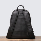 Sac à dos homme en cuir noir, 40 x 30 cm, poche zippée