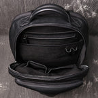 Sac à dos homme en cuir noir, 41 x 30 cm, pochette téléphone