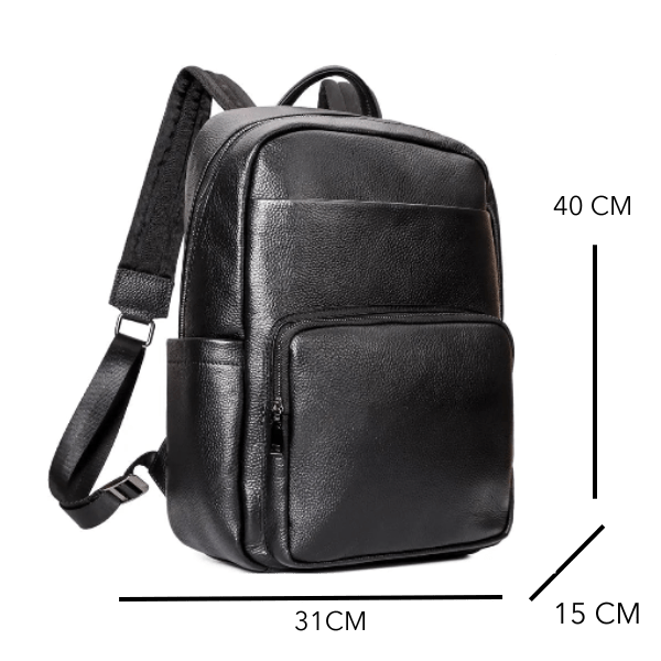 Sac à dos homme en cuir noir pour le travail et l'ordinateur