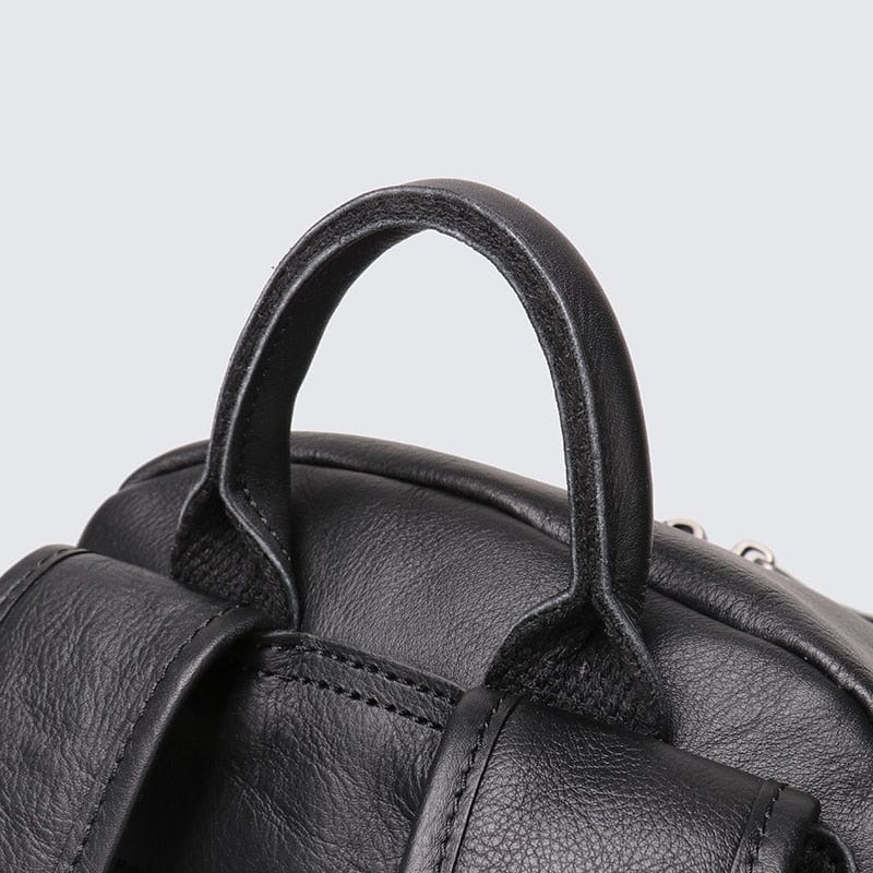 Sac à dos homme en cuir noir, 40 x 30 cm, poche zippée