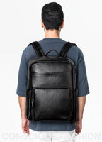 Sac à dos homme en cuir noir pour le travail et l'ordinateur