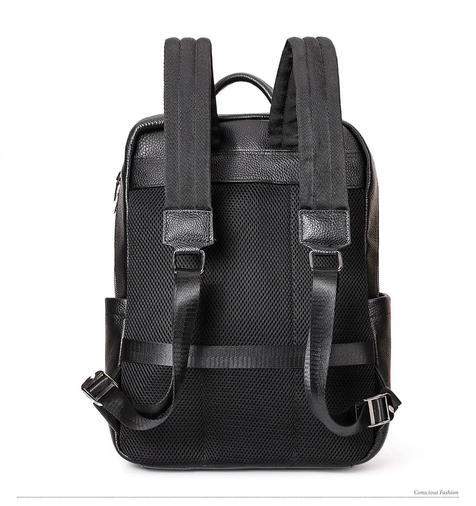 Sac à dos homme en cuir noir pour le travail et l'ordinateur