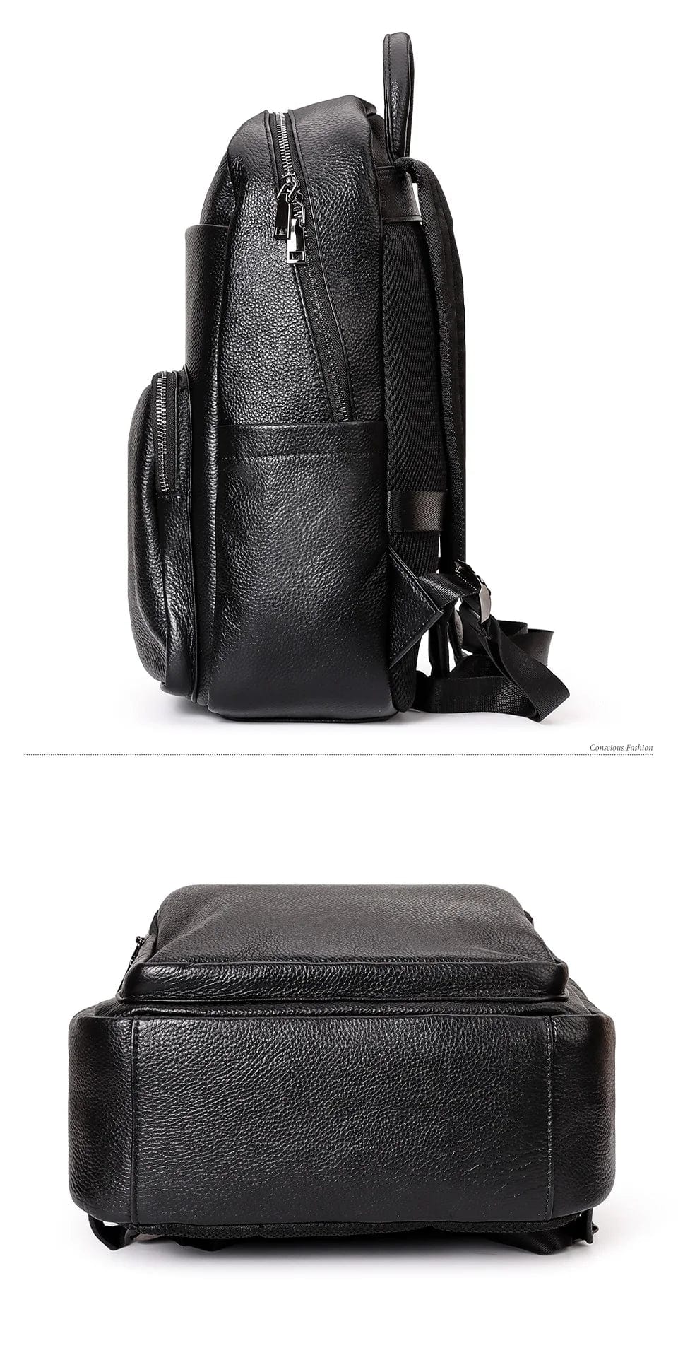 Sac à dos homme en cuir noir pour le travail et l'ordinateur