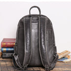 Sac à dos homme en cuir noir, 40 x 30 cm, poche zippée