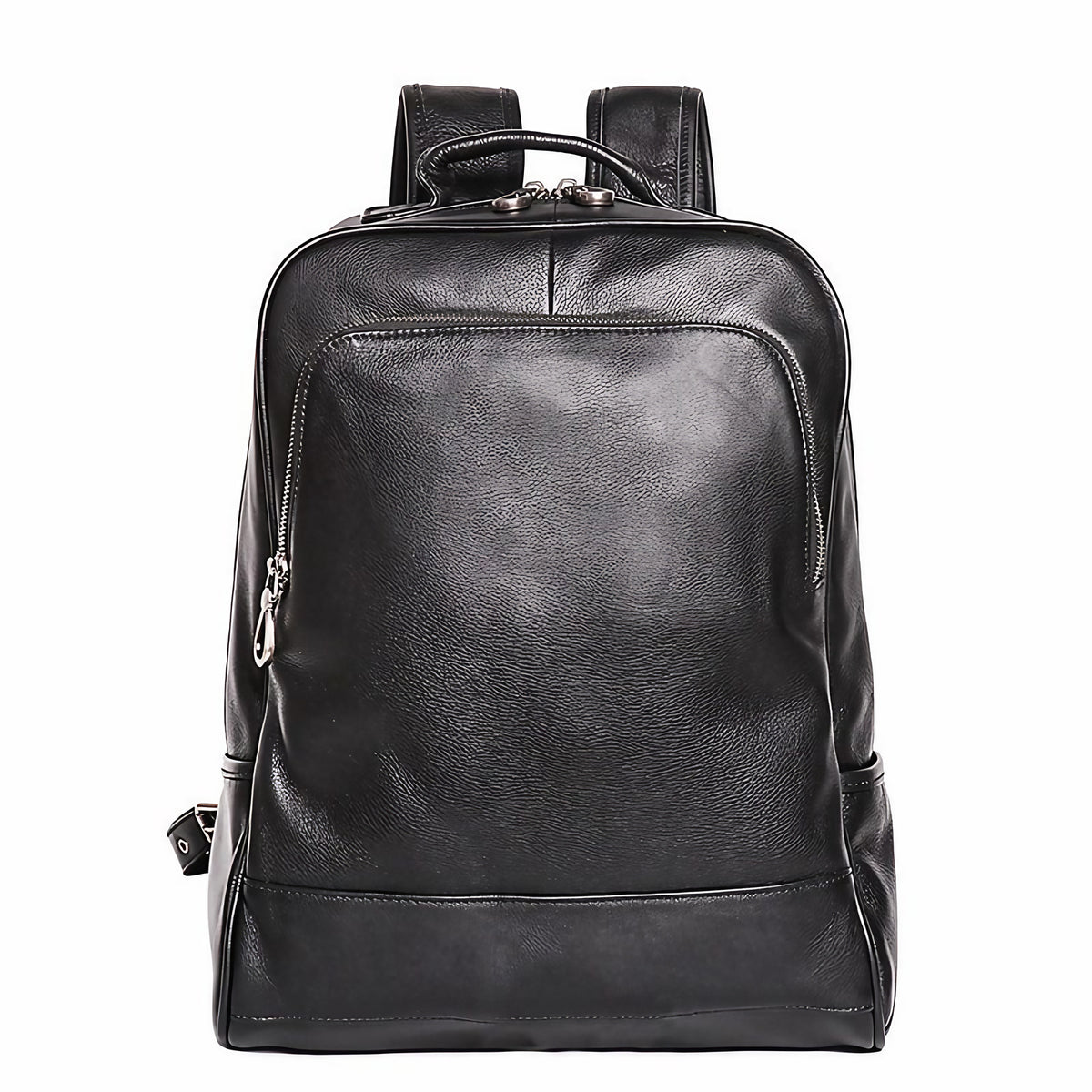 Sac à dos homme en cuir noir multipoches, 30 x 13 x 43 cm, noir