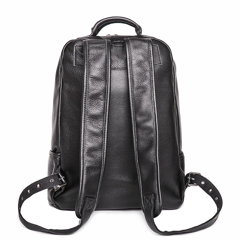 Sac à dos homme en cuir noir multipoches, 30 x 13 x 43 cm
