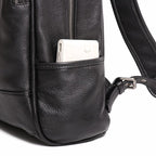 Sac à dos homme en cuir noir multipoches, 30 x 13 x 43 cm