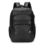 Sac à dos homme en similicuir, place pour un ordinateur, noir