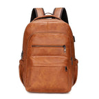 Sac à dos homme en similicuir, place pour un ordinateur, marron