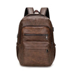 Sac à dos homme en similicuir, place pour un ordinateur, café