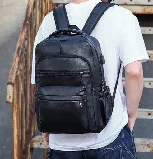 Sac à dos homme en similicuir, place pour un ordinateur