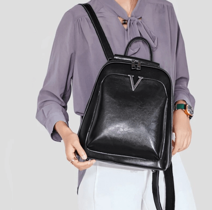 Sac à dos femme en cuir verni, noir, café ou marron