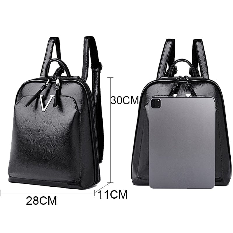 Sac à dos femme en cuir verni, noir, café ou marron