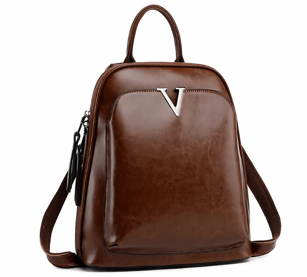 Sac à dos femme en cuir verni, noir, café ou marron, café