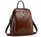 Sac à dos femme en cuir verni, noir, café ou marron, café