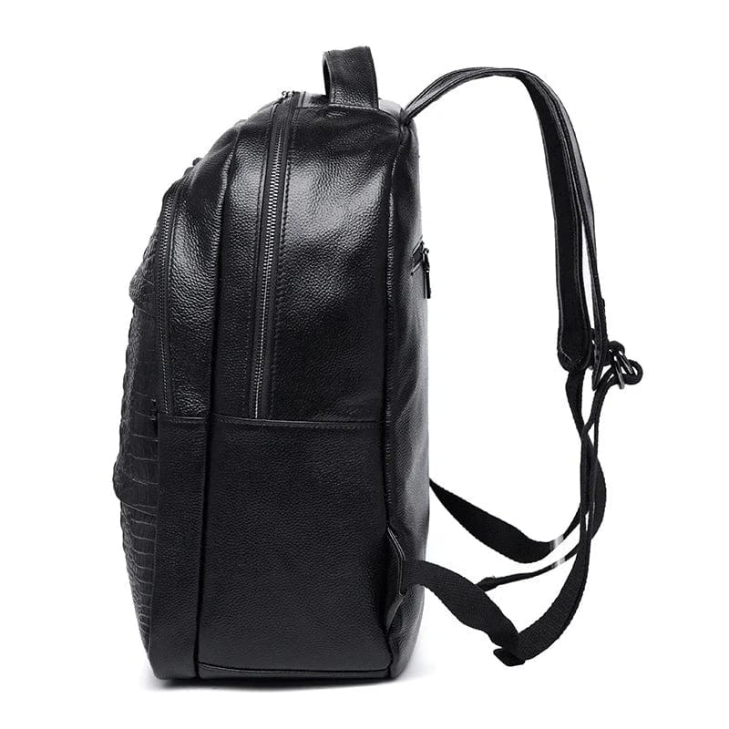 Sac à dos femme en cuir noir, ordinateur 17 pouces