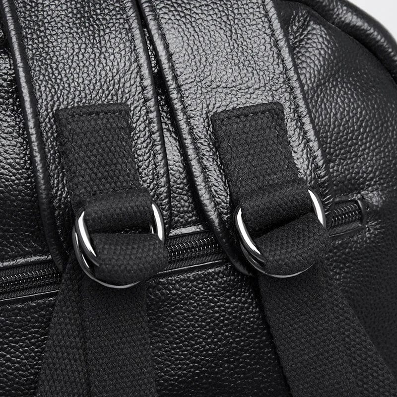 Sac à dos femme en cuir noir, ordinateur 17 pouces