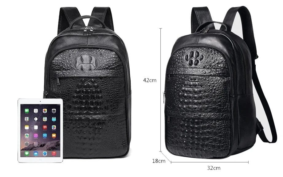Sac à dos femme en cuir noir, ordinateur 17 pouces