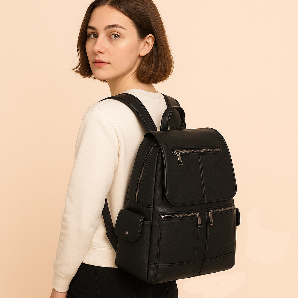 Sac à dos femme grande capacité en similicuir, ordinateur 16 pouces