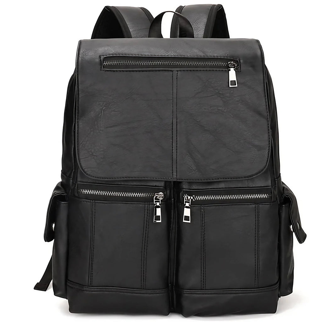 Sac à dos femme grande capacité en similicuir, ordinateur 16 pouces, noir
