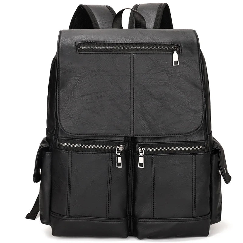 Sac à dos femme grande capacité en similicuir, ordinateur 16 pouces, noir