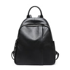 Sac à dos femme en cuir noir, format compact 35 x 27 cm, noir
