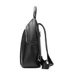 Sac à dos femme en cuir noir, format compact 35 x 27 cm