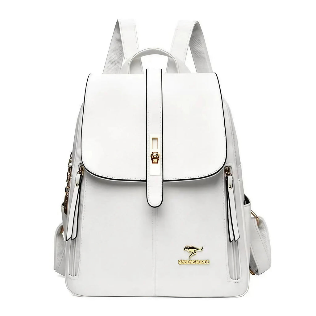 Sac à dos femme blanc en similicuir, format ville, blanc