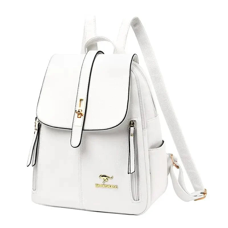 Sac à dos femme blanc en similicuir, format ville