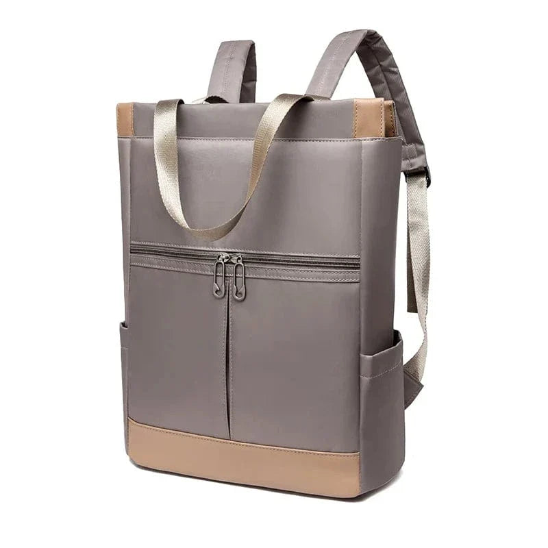 Sac à dos femme en nylon Oxford déperlant, ordinateur 14 pouces, gris