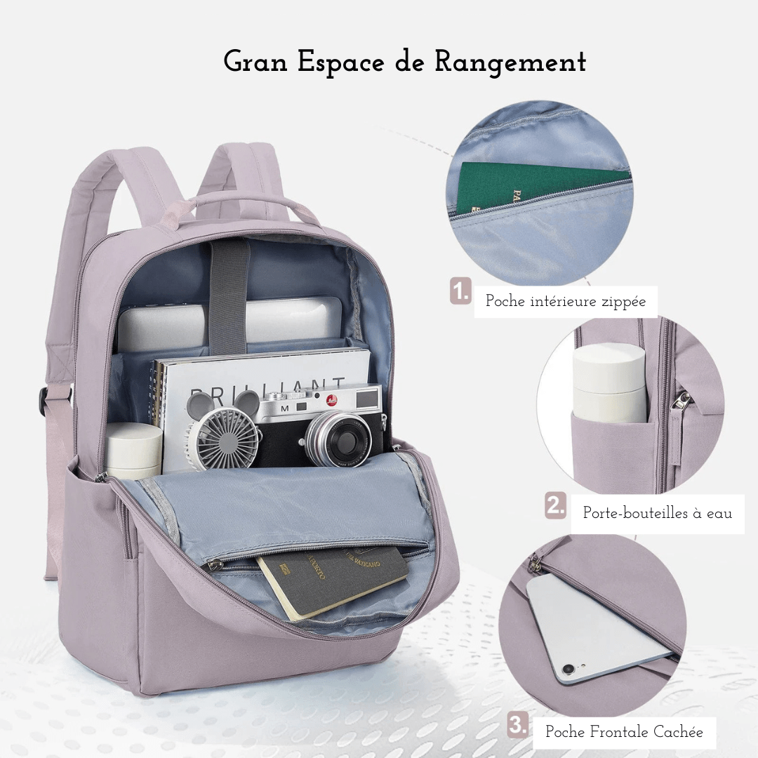 Sac à dos femme pour ordinateur 15,6 pouces en nylon Oxford