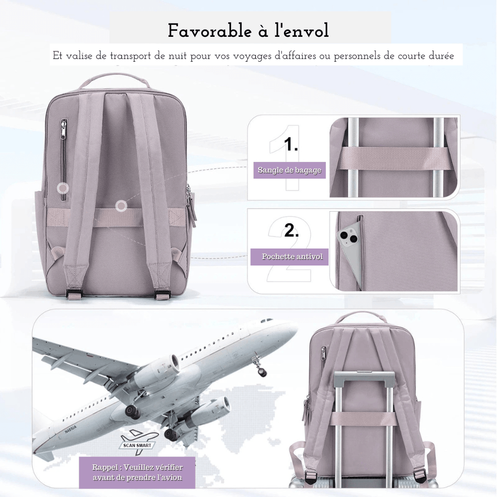 Sac à dos femme pour ordinateur 15,6 pouces en nylon Oxford