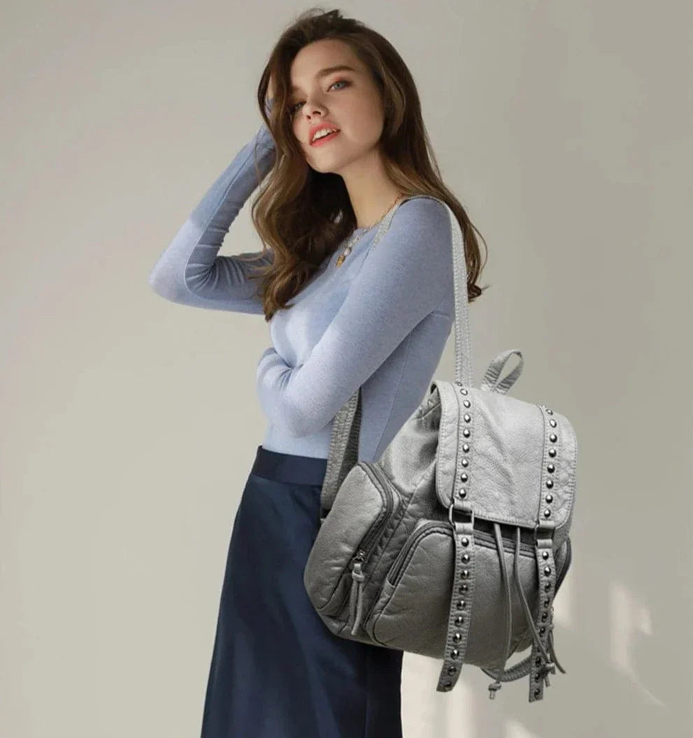 Petit sac à dos femme bleu en similicuir, 0,5 kg