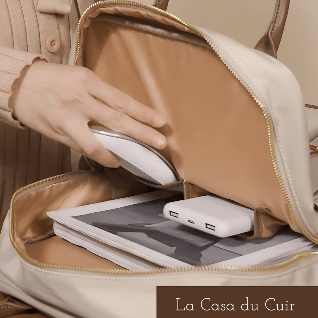 Sac à dos femme pour ordinateur 15 pouces, léger, noir ou beige