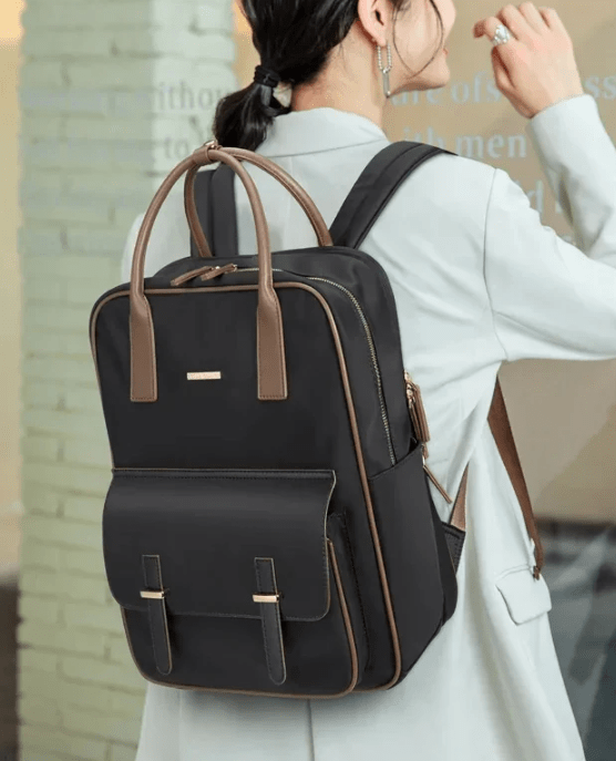 Sac à dos femme pour ordinateur 15 pouces, léger, noir ou beige