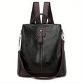 Sac à dos antivol femme en similicuir, trois coloris, noir